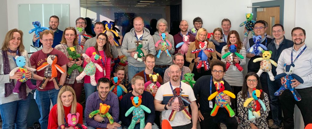 Members of the Congenica team with RARE Bears